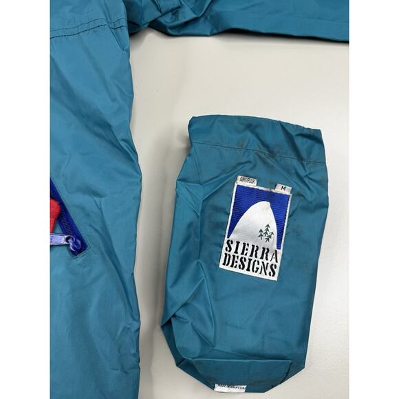 Vintage Sierra Designs Anorak Jacket M Teal Purple 90s Pullover Hooded - Picture 11 of 14